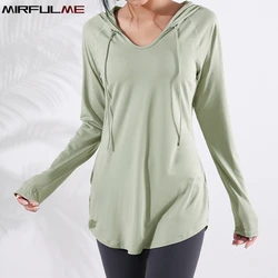 Autumn Women Sport Hoodies Quick Dry Loose Yoga Shirt Long Sleeve Running T-shirt Girls Oversized Gym Workout Fitness Hooded Top