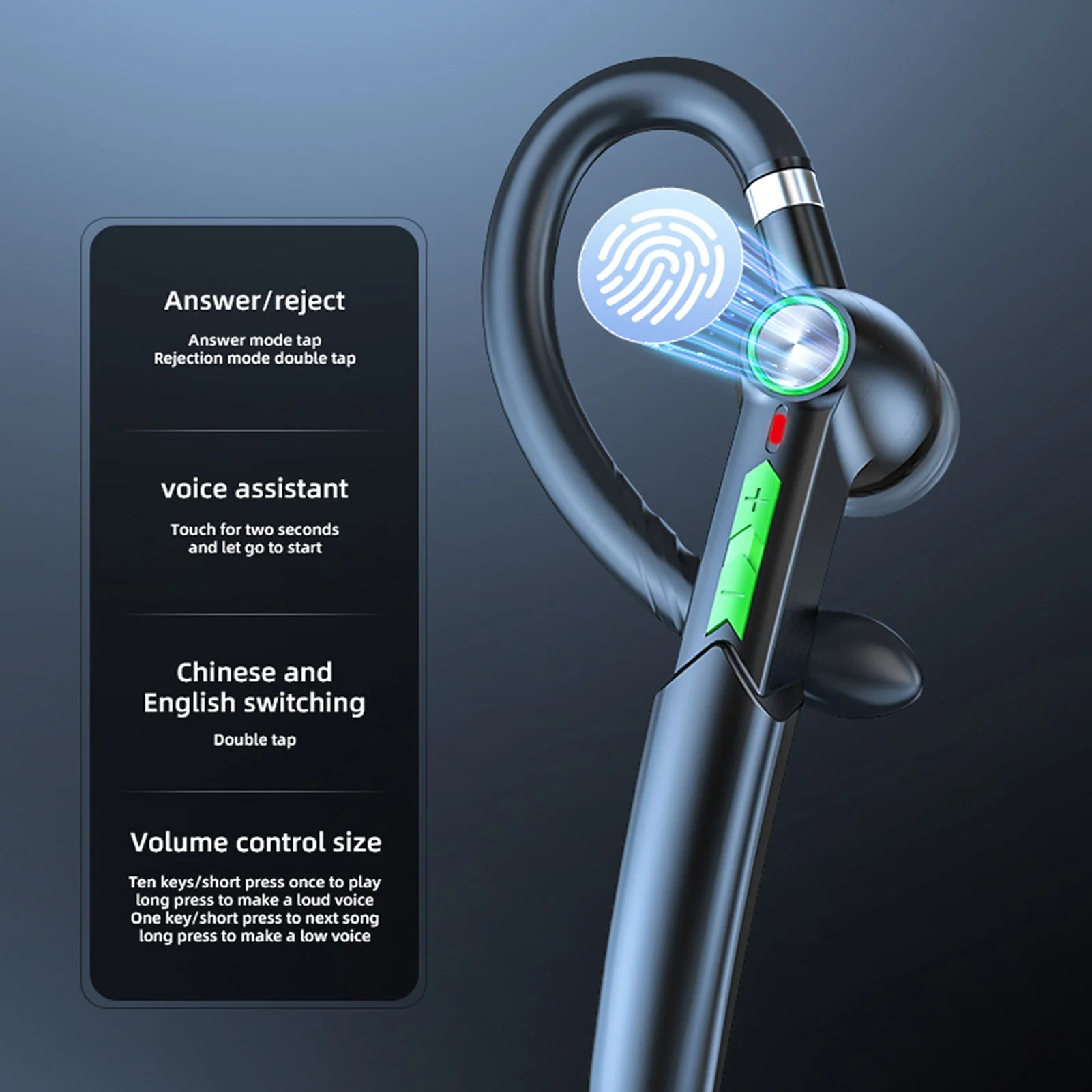 Bluetooth Earphone Wireless Headphons Single Business 5 0 Button Touch Control Earphone Noise Reduct Headset
