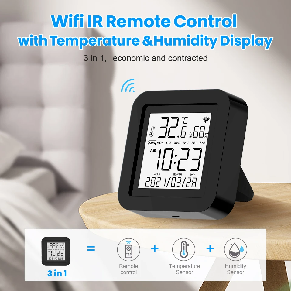 Avatto tuya wifi universal ir remoto sensor de umidade temperatura com  temporizador contagem regressiva funciona com alexa, google home