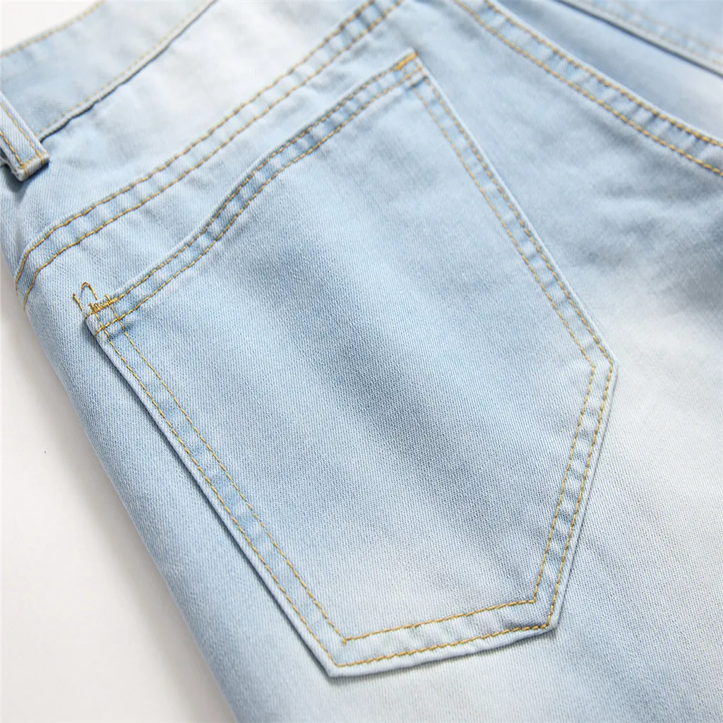 Feitong/модные Для Мужчин's Повседневное личность Slim Fit джинсы брюки для девочек