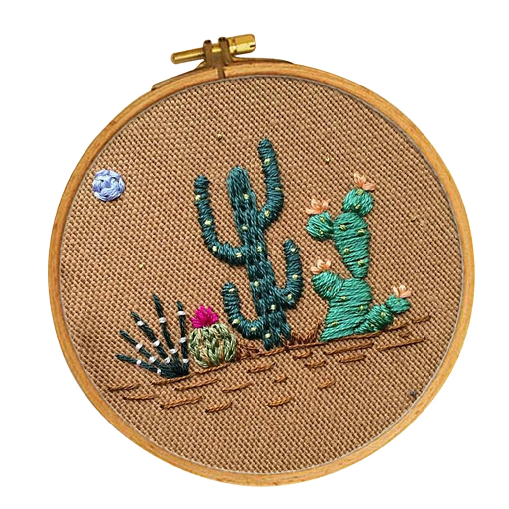 Cactus Pattern Cross Stitch Kits, Embroidery Kit with Embroidery Hoop - for Beginners, Starters, Handicrafts
