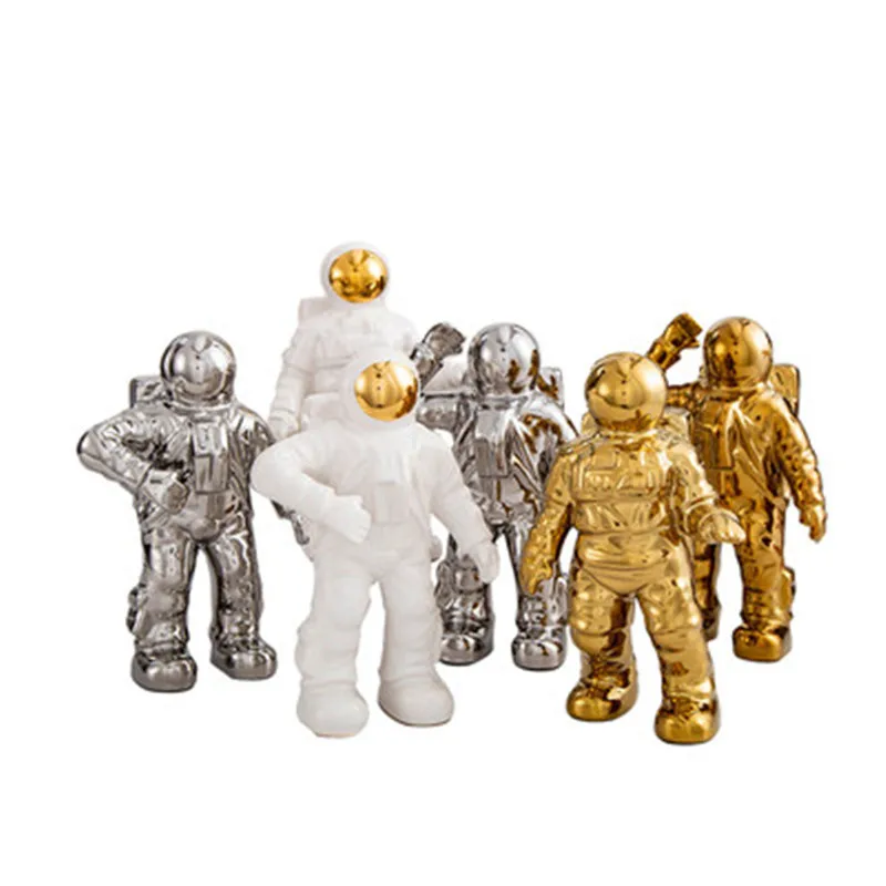  European Style Abstraction Ceramics Astronaut Statue Creative Children Bedroom Space Model Desktop  - 4000132266058