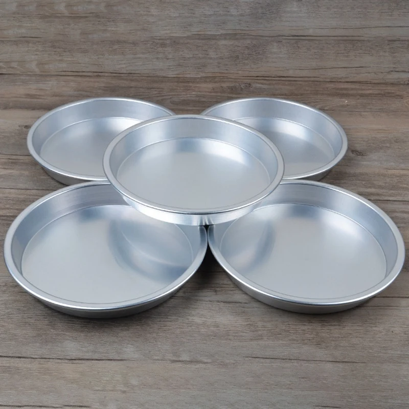 Quality 8 Inch 2.5 Cm Outdoor Aluminum Plate Dinner Plate Cookware Tableware Baking Tray Pizza Plate Dish Barbecue Plate 5Pcs