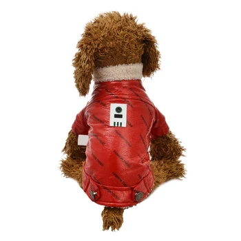 

Pet Autumn And Winter Clothes Warm Costume Dog Fashionable Jacket PU Windproof Coat With Buttons