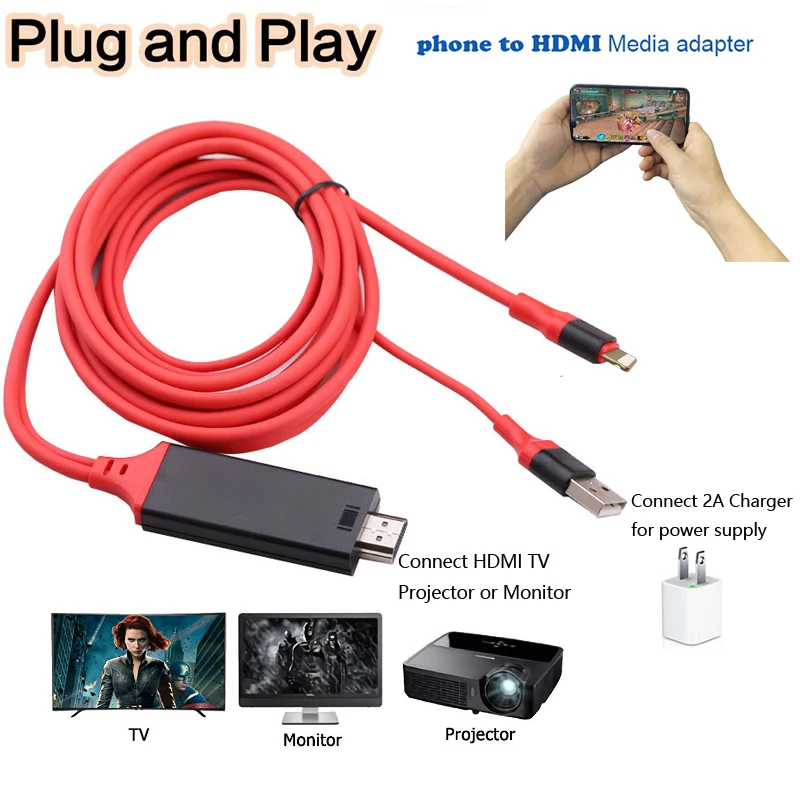 2 м кабель HDMI Type C для подключения телефона к телевизору адаптер HDTV экран