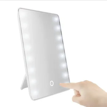 

2020 Makeup Mirror with 8/16 LEDs Cosmetic Mirror with Touch Dimmer Switch Battery Operated Stand for Tabletop Bathroom Travel