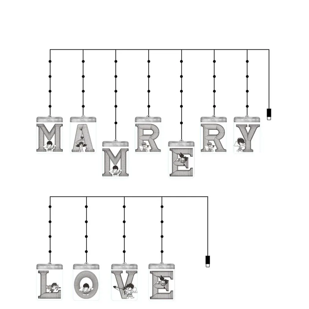 

3D three-dimensional Illuminated letters Light suspension USB low voltage LED Ice lamp bead Remote Control For Halloween holiday