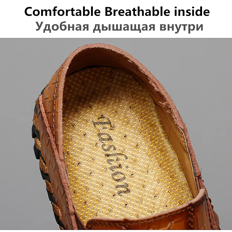 New Men Loafers Shoes Soft Moccasins Genuine Leather Flats Handmade Casual Shoes Slip-On Men's Shoes Driving Shoes