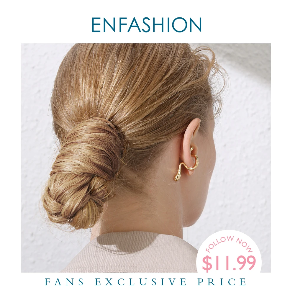 

ENFASHION Punk Curve Ear Cuff Clip On Earrings For Women Gold Color Line Earings Without Piercing Jewelry Oorbellen 2020 E191078