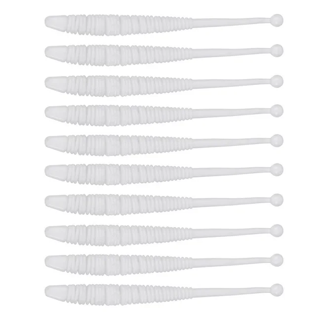 10pcs/Lot Worm Soft Fishing Lures Jig Wobblers 6cm 0.6g Shrimp Odor Additive Silicone Artificial Baits Bass Carp Pesca Tackle A