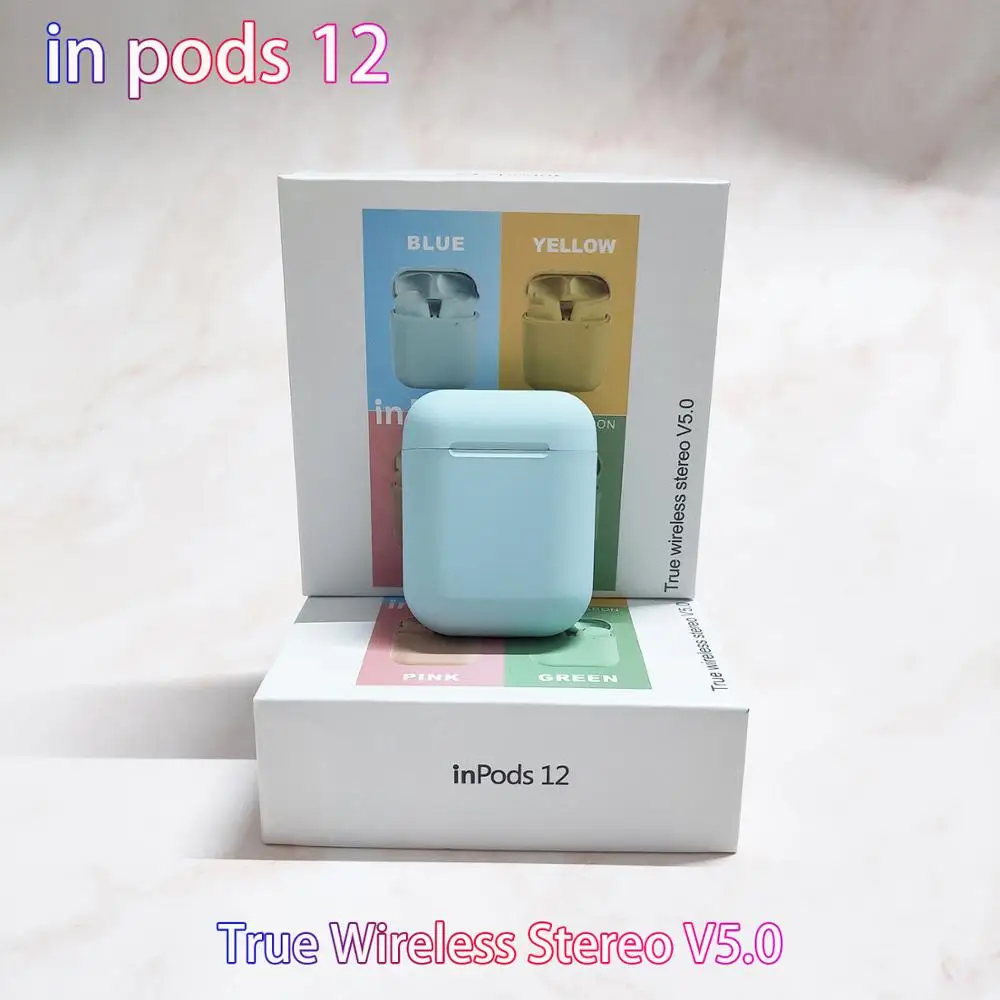 Оригинальные беспроводные наушники inpods 12 Macaron i11, беспроводные наушники Bluetooth 5,0, гарнитура PK i12 tws i10 i60 i80 tws i200 - Цвет: Blue inpods