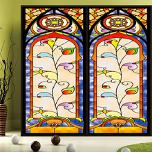 Горячее предложение, оконная крышка, Индивидуальный размер, статическое покрытие, ПВХ, защита конфиденциальности, церковное витражное окно, влагостойкое 60 см x 100 см