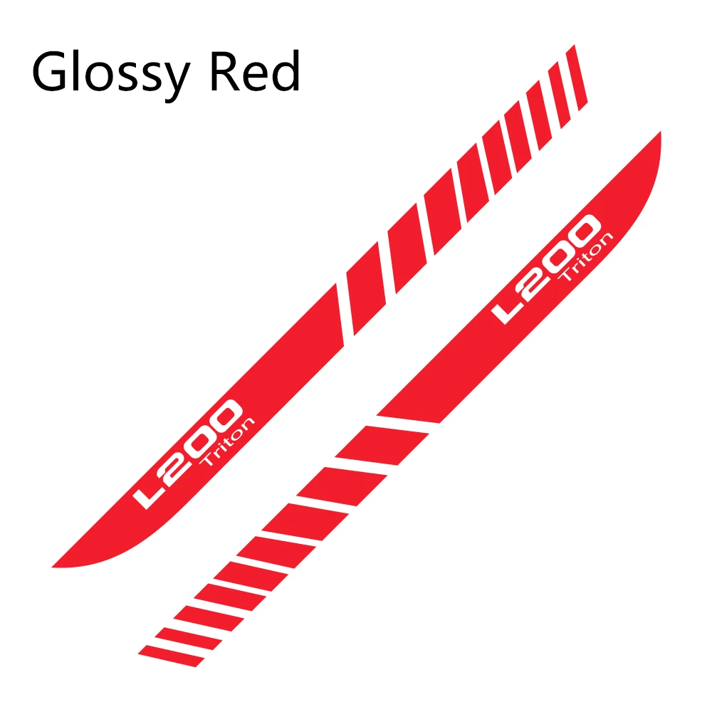 Glossy Red 2 шт. автомобильные длинные боковые полосы наклейки для Mitsubishi L200 Triton авто Спорт DIY виниловая пленка наклейки для стайлинга автомобиля аксессуары для тюнинга - Название цвета: Glossy Red