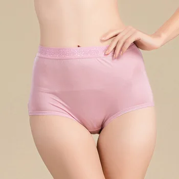 

2020 Summer New Lady High-end Silk Knitted High-waist Underwear Comfortable and Breathable Mulberry Silk Briefs Bielizna Damska