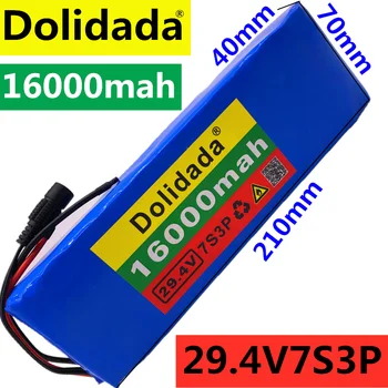 

24V Battery 7S3P 29.4V 16Ah Li-ion Battery Pack with 20A Balanced BMS for Electric Bicycle Scooter Power Wheelchair