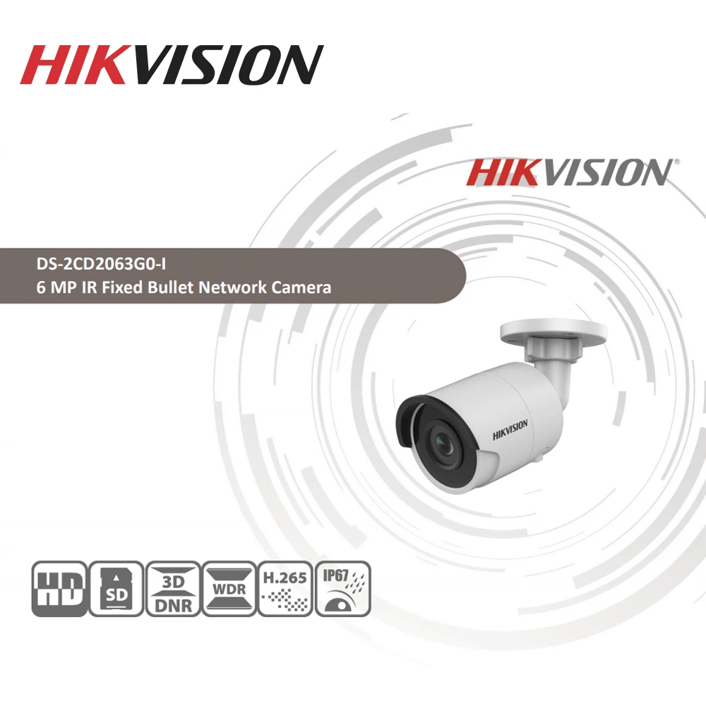 Hikvision ip-камера 6MP DS-2CD2063G0-I цилиндрическая сетевая CCTV камера POE WDR POE слот для карты SD бесплатно