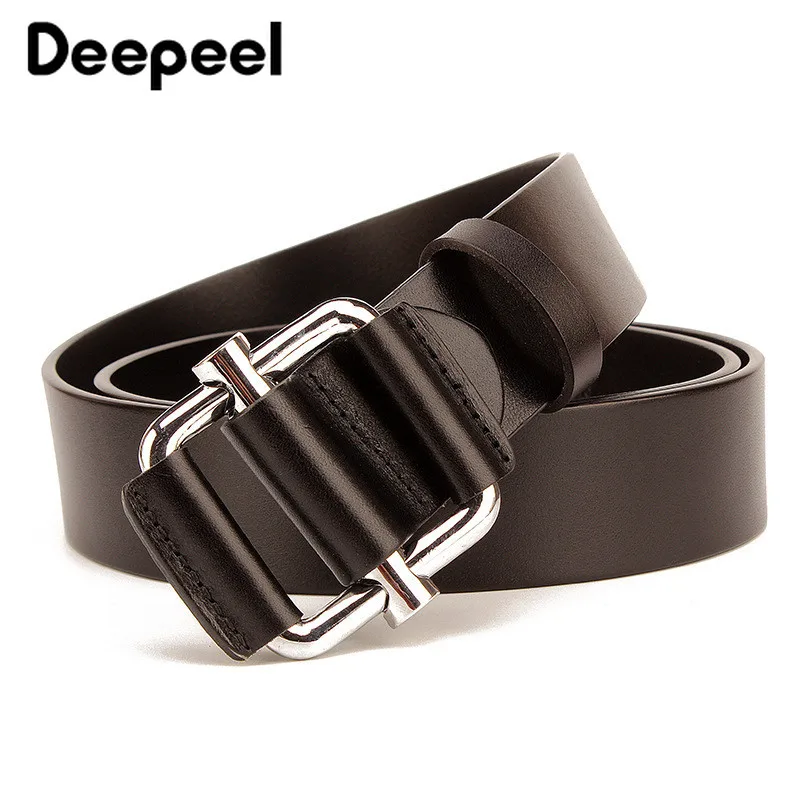 Deepeel 1 шт. 3,8*110-130 см модные ремни из натуральной кожи с двойным кольцом и пряжкой из сплава для предотвращения аллергии роскошный Повседневный Пояс YB423