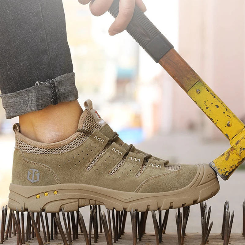 Work Boots Men Safety Boots Mens Boots Steel Toe Safety Shoes Sneakers Man Breathable Working Shoes PunctureProof Work Shoes