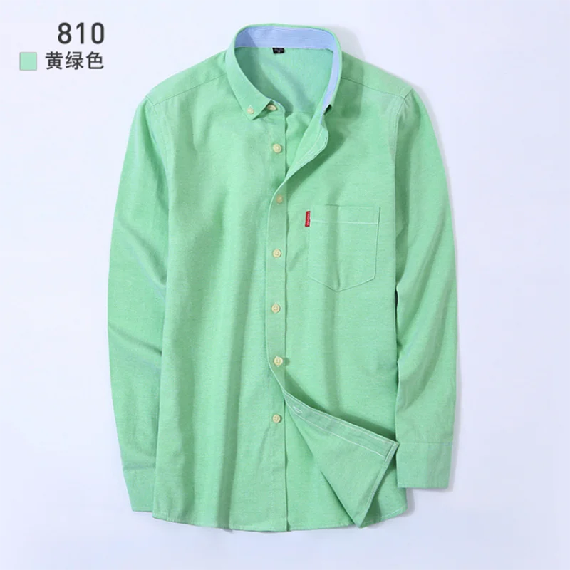 Модная мужская Весенняя однобортная рубашка с длинным рукавом Camisa, дышащая удобная оксфордская хлопковая ткань ярких цветов в английском стиле - Цвет: green