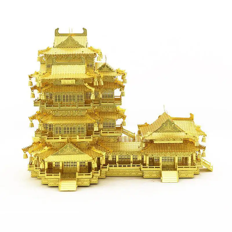 Metal Ocean Ancient Chinese Architecture 3D metal puzzle YueJiang Tower Diy Laser Cutting Assemble Model Jigsaw Toys for adult 3