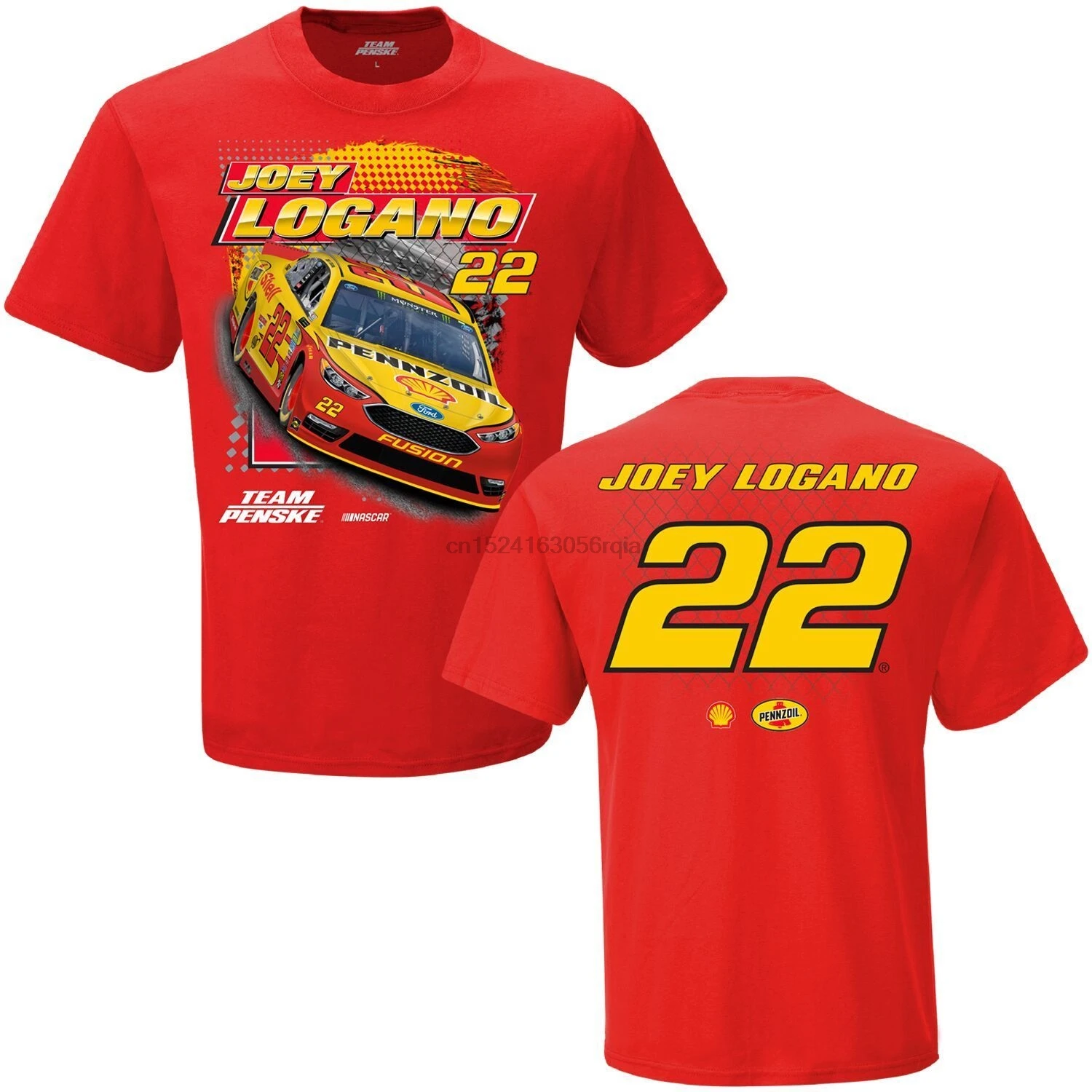 2017 JOEY LOGANO 22 SHELL PENNZOIL спойлер Красная футболка с коротким рукавом | Мужская одежда
