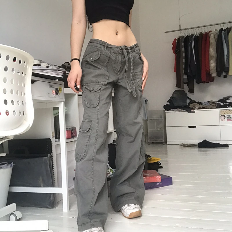 leather pants Tawnie Y2K Cargo Pants Women's Baggy Pants 2022 Autumn Streetwear Fairycore Oversized Trousers Vintage Casual Loose Sweatpants jogger pants