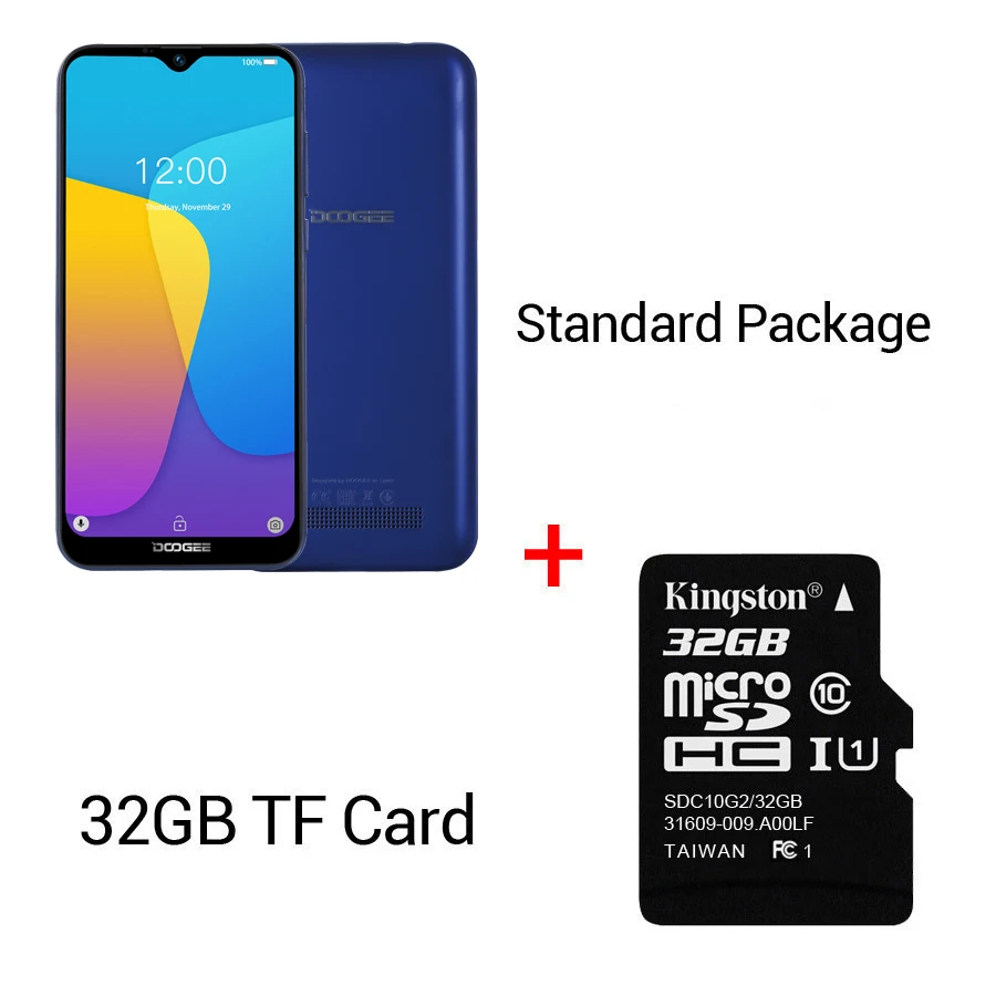 Смартфон DOOGEE X90, 6,1 дюймов, 19:9, дроп LTPS экран, смартфон, четыре ядра, 16 Гб ПЗУ, 3400 мАч, две sim-карты, 8 Мп+ 5 МП, WCDMA, Android Go - Цвет: Blue N 32GB Card