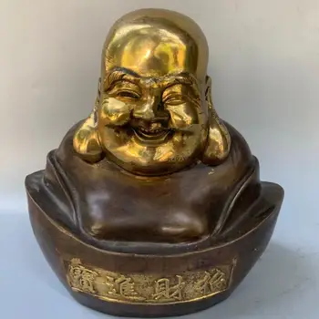 

wedding decoration Tibetan monastery pure copper gilt fortune lucky treasure Buddha Maitreya Buddha decoration statue