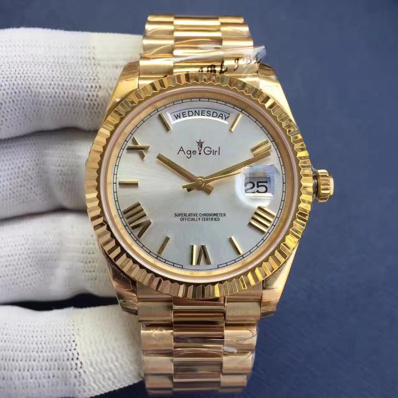 White Gold Роскошные брендовые новые мужские золотые, серебряные, черные, зеленые, серые, синие автоматические механические часы из нержавеющей стали сапфировые часы с датой 41 мм белые - Цвет: White Gold