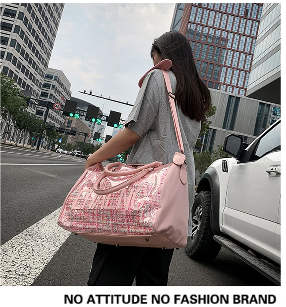 Fashion Sport Gym Yoga Mat Bag Fitness Training Shoulder Crossbody Bags Women High Capacity Waterproof PU Luggage Travel Handbag