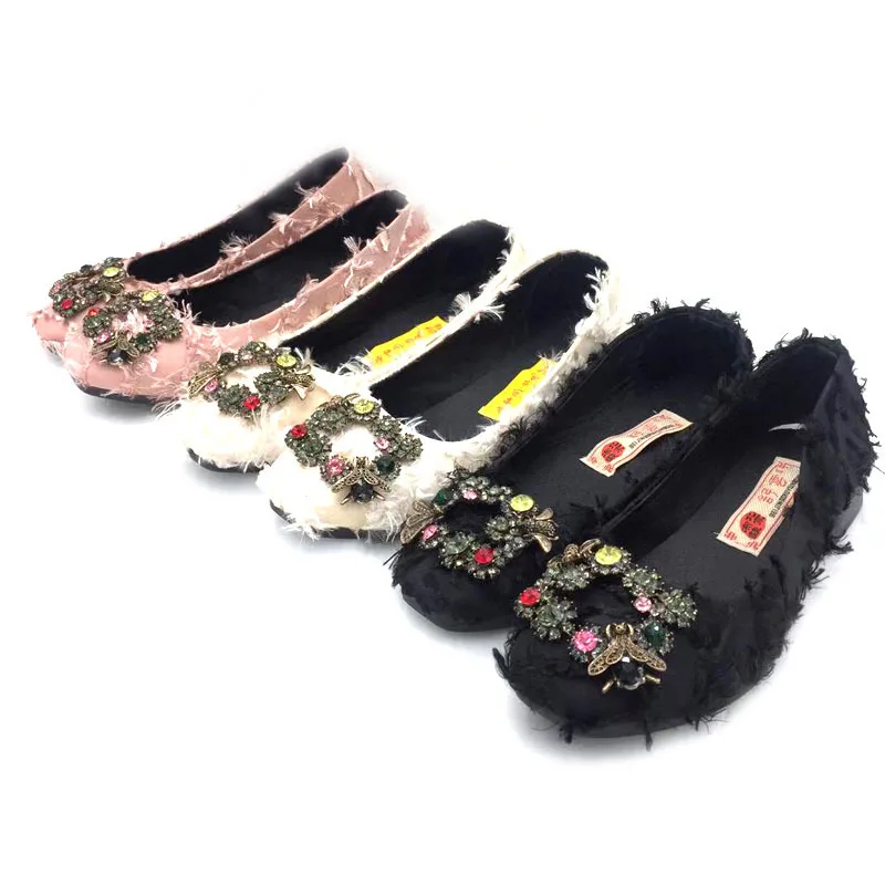 

2019 New Style Versatile Square Head Soft-Sole Soft Surface Comfortable WOMEN'S Shoes Low-Cut Slip-on-Style Light Diamond Simple
