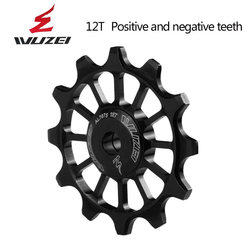 2 шт. WUZEI MTB дорожный велосипед Керамика шкив 7005 Алюминий сплав задний переключатель, 11, 12, 13, т Руководство колесный керамический подшипник опорное колесо - Цвет: 12T black