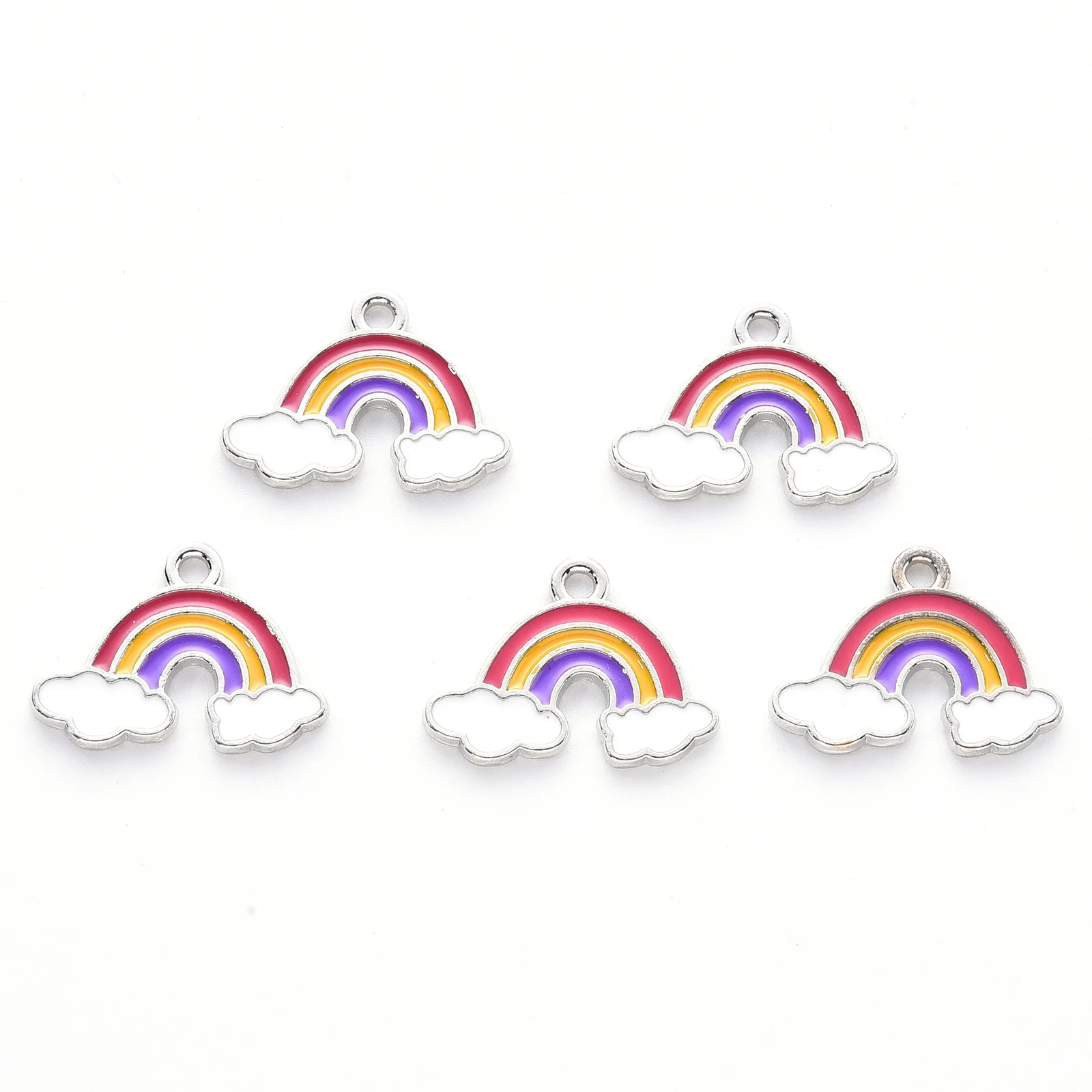 

20Pcs Alloy Pendants Enamel Rainbow Charms For Jewelry Making DIY Earrings Necklace Keychain Accessories 14x18.5x1.5mm