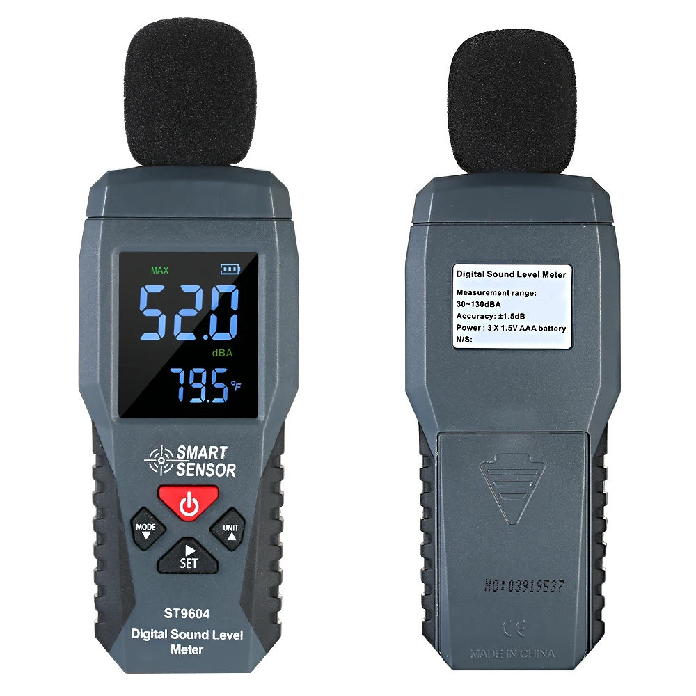 

SMART SENSOR ST9604 Mini Digital 30-130dBA LCD Noise Decibel Meter Sound Level Meter Tester Noise Measuring Instrument