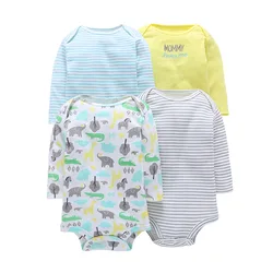 Combinaison à manches longues pour nouveau né garçon et fille, 4 pièces, body d'automne unisexe, barboteuse, vêtements pour nouveau né 