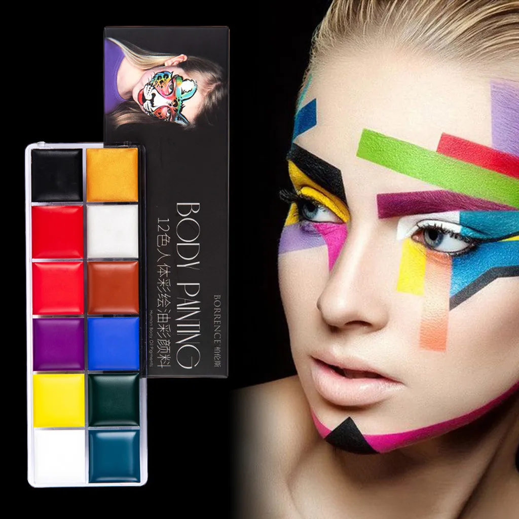 12 Colors Non Toxic Face Body Paint Kit Art Painting Body Safe Water