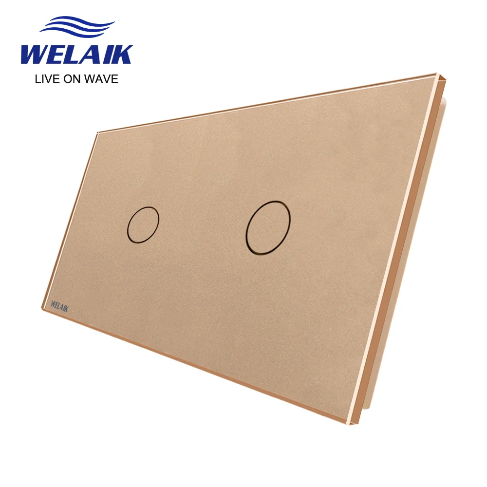 EU 2Frame 151*80mm 1Gang LED Light Wall Touch Switch White Crystal Tempered Glass Panel Only DIY Parts A2911W1 smart wall switch wall touch switch socket light switch cover switch glass panel