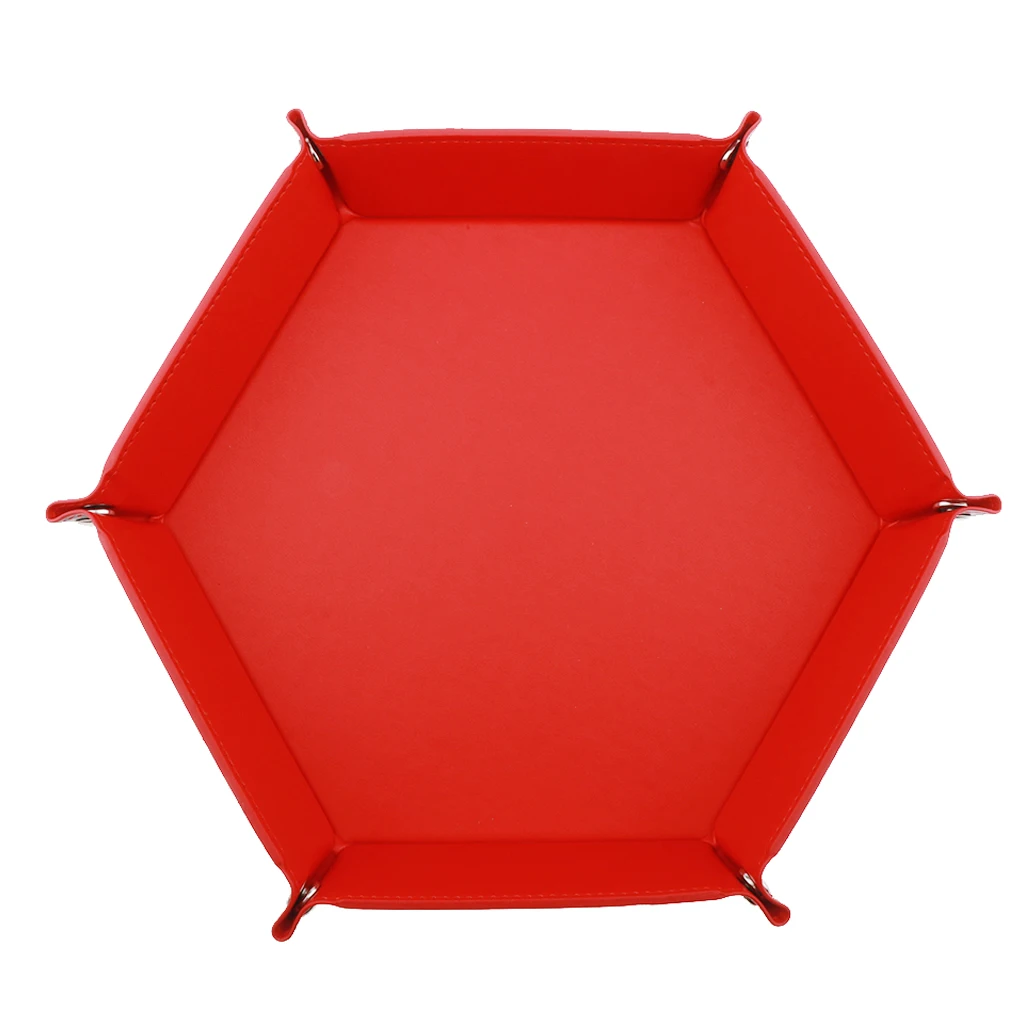 Dice Holder PU Leather Folding Hexagon Tray for RPG, DND and Other Table Games