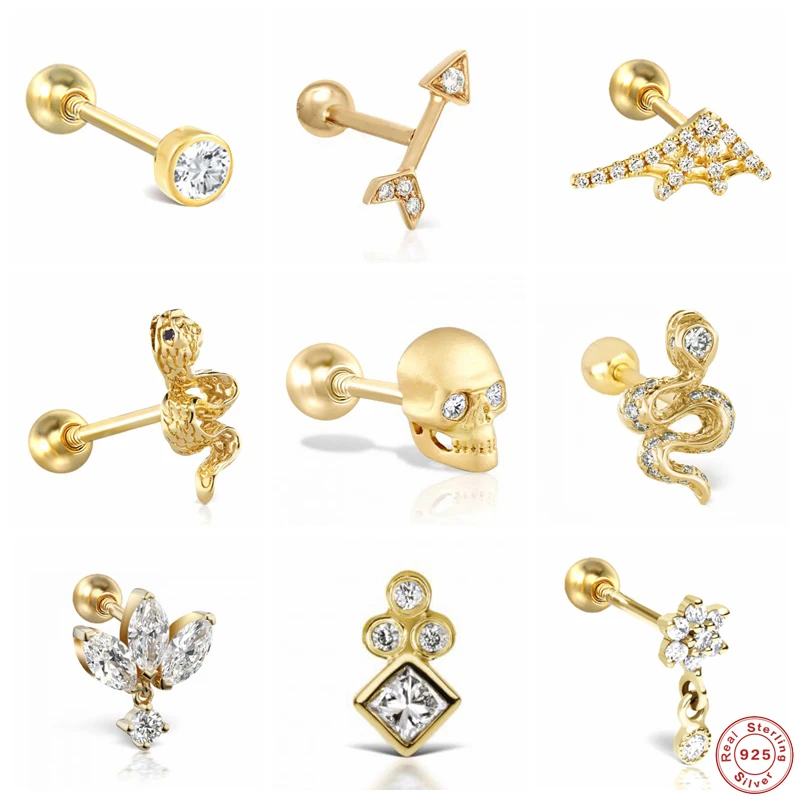 Boucles D'oreilles Homme Or 333 (8 Carats) Motif Flèche - Fermoir Papillon, Marque Dillenius