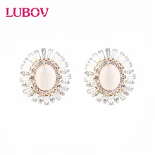 LUBOV, новинка, винтажные стильные модные серьги-гвоздики в виде цветка, золотые серьги с кристаллами, женские серьги, подарки для девушек