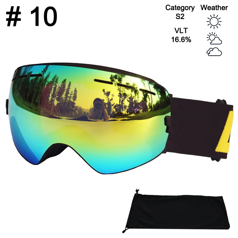 LOCLE лыжные очки двухслойные UV400 Анти-Туман Лыжные очки Снег Катание на лыжах Сноуборд мотокросс очки Лыжные маски или очки - Цвет: Color 10 Glasses