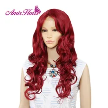 Амир Длинные волны воды синтетические парики на кружеве для Черный Белый для женщин термостойкие Ombre черный блонд красный цвет волос Косплей