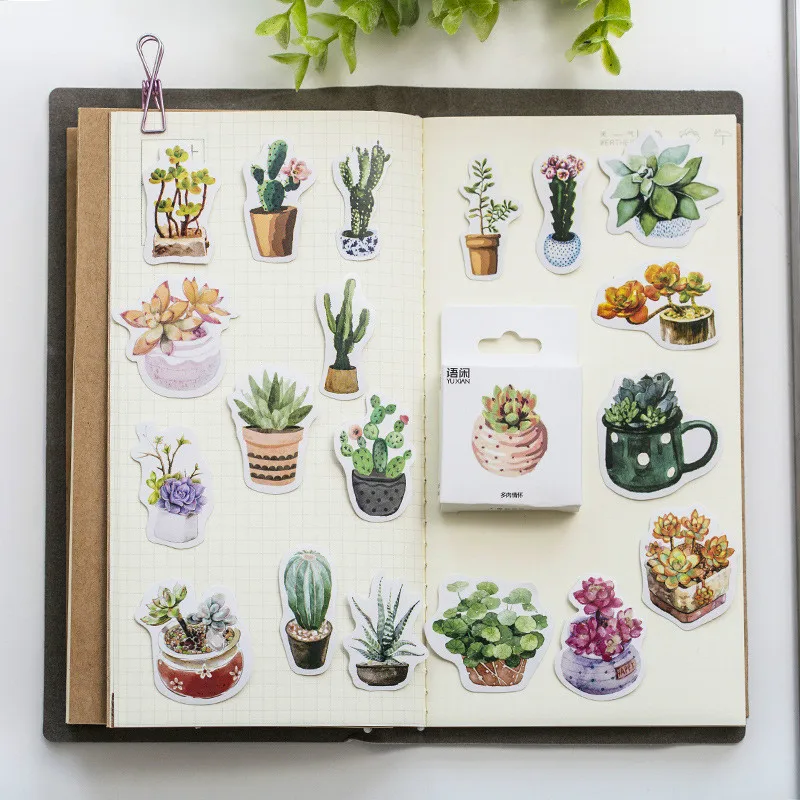 1 коробка милые канцелярские наклейки бумажные декоративные наклейки Скрапбукинг дневник DIY наклейки для растений Kawaii школьные принадлежности - Цвет: S0004--10