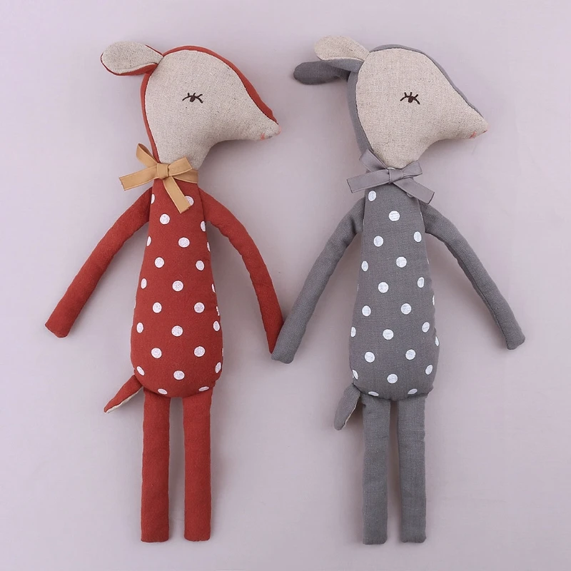 Cartoon kawaii Deer Stuffed Doll Bambi Baby Plush Toys Baby Girls Sleeping Toy Newborn Early Educational Toy for Kids Room Decor