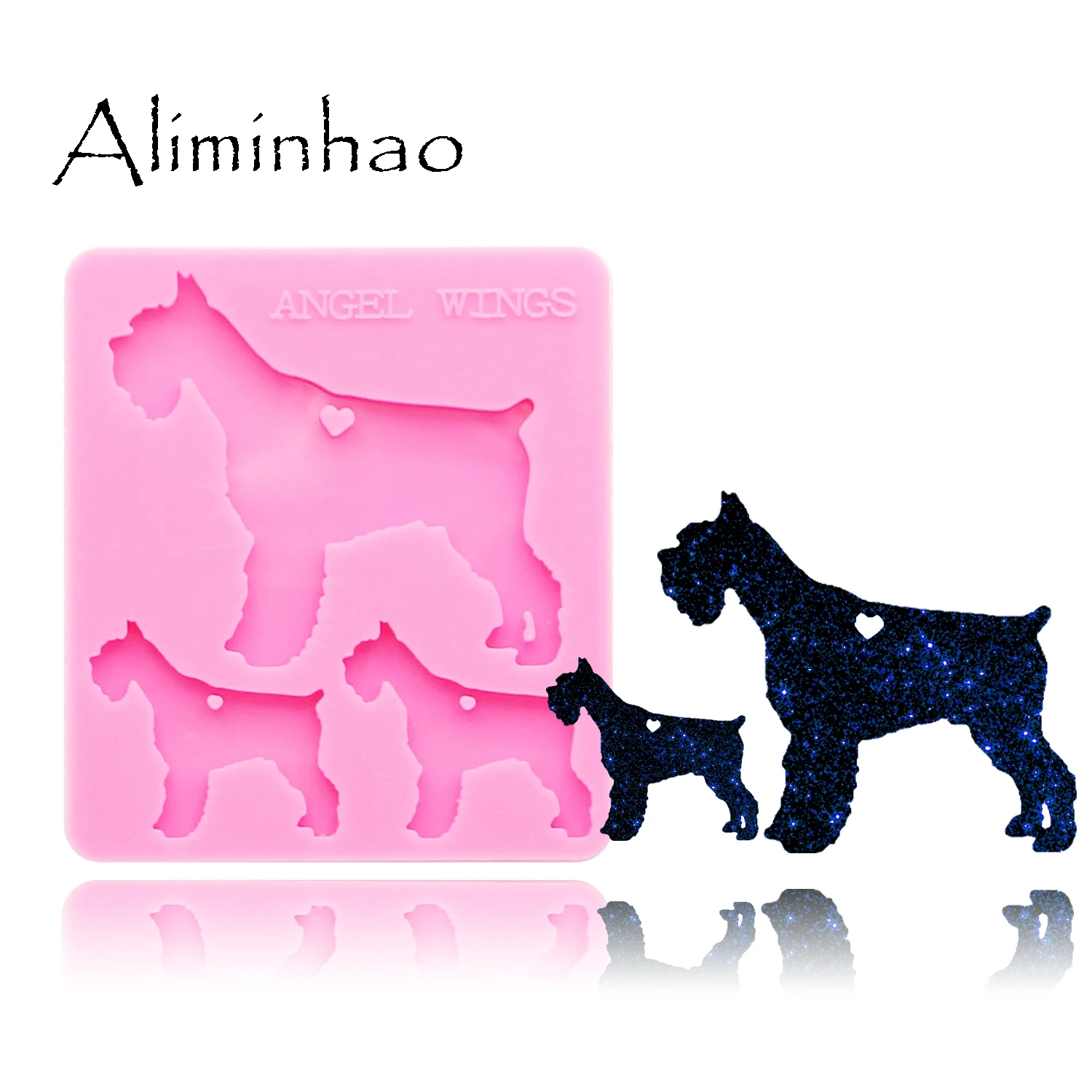 DY0165 блестящие силиконовые формы для семьи собак, сделай сам, эпоксидная форма для собак, мам/детей, силиконовые формы для рукоделия, брелки - Цвет: Pink 1pc DY0165