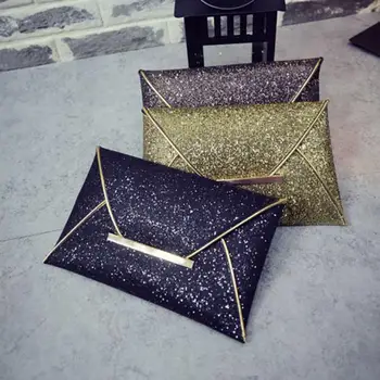 

Fashion Women Glitter Sequins Handbag Evening Party Envelope Pouch Wallet Purse