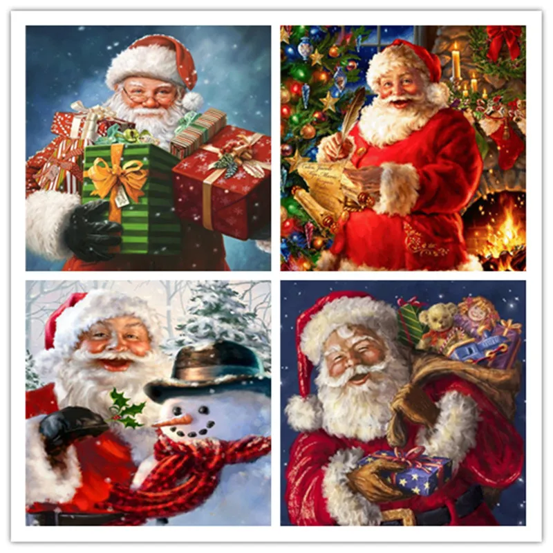 DIY Алмазная картина Санта Клаус вышивка мультфильм круглый дрель PictureHome