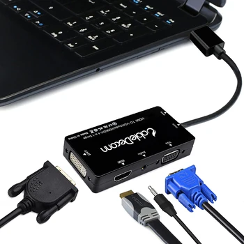 

1920 * 1080P HDMI Splitter To HDMI VGA DVI Audio Converter Cable For HDTV Laptop 4in1 Adapter For Mac OS System
