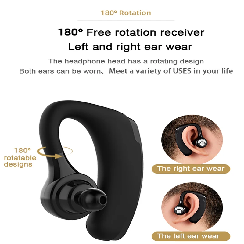 Heaton Wireless Bluetooth Headset New Office Handsfree Earhook Bluetooth Earphone Headphone with Mic Muti control Earbud V 5 0