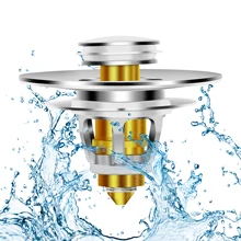 Universal Copper Pop-Up Bounce Core Basin Drain Filter Hair Catcher Deodorant Anti-clog Bath Stopper Bathroom Kitchen Tool
